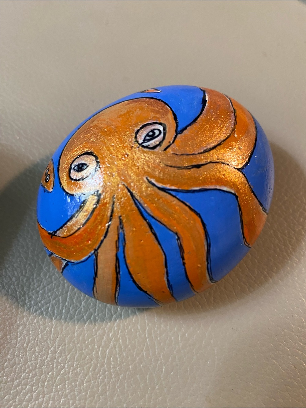 Rock Art Hand-Painted Octopus on Natural Stone